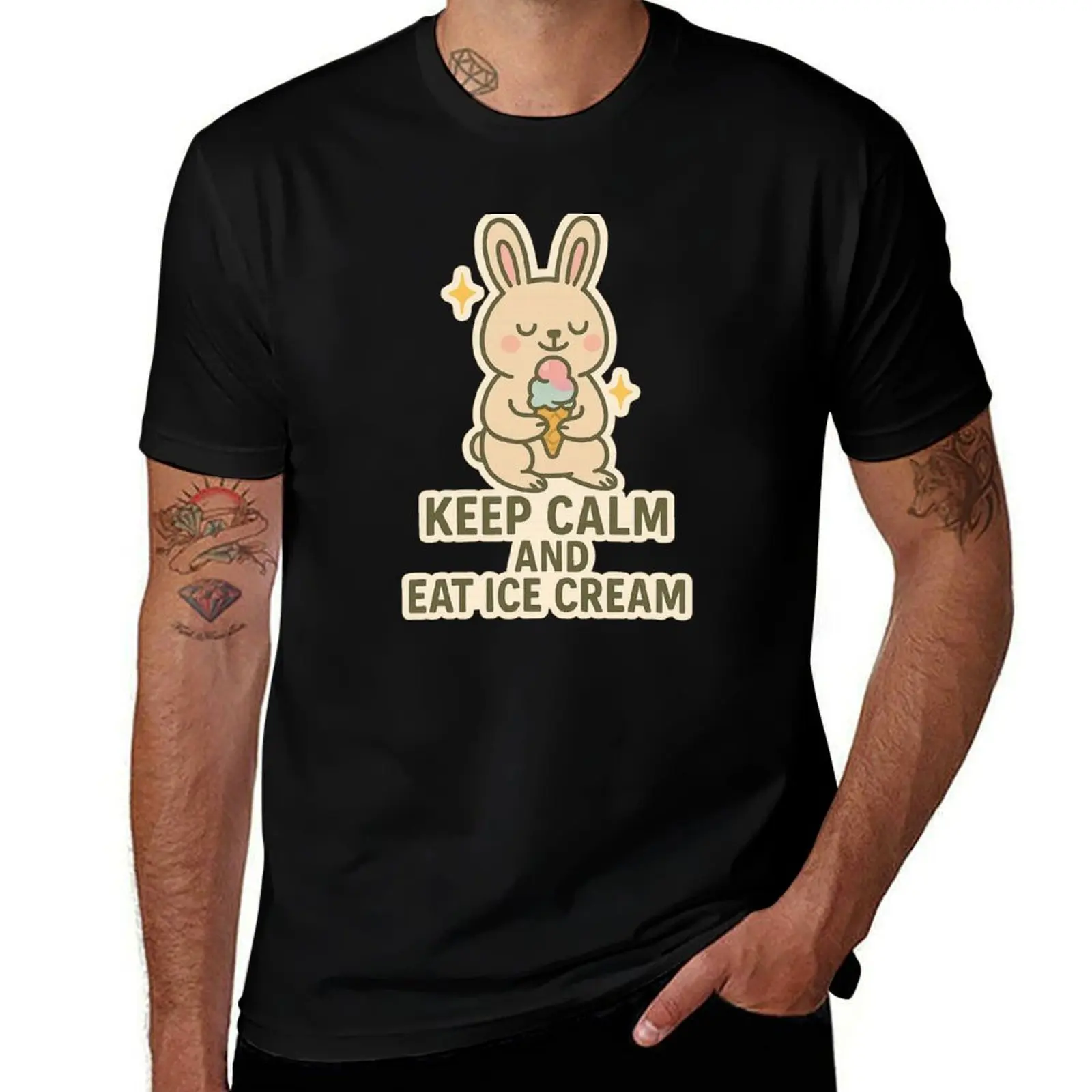 

Bunny Rabbit Ice Cream - Keep Calm and Eat Ice Cream T-Shirt Blouse cute tops men clothings