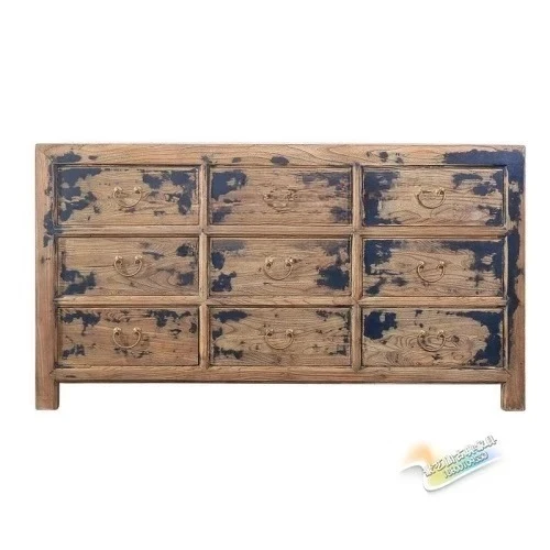 

New Chinese-style solid wood antique dining side cabinet, nine drawer cabinets, old pine wood, old storage partition cabinet