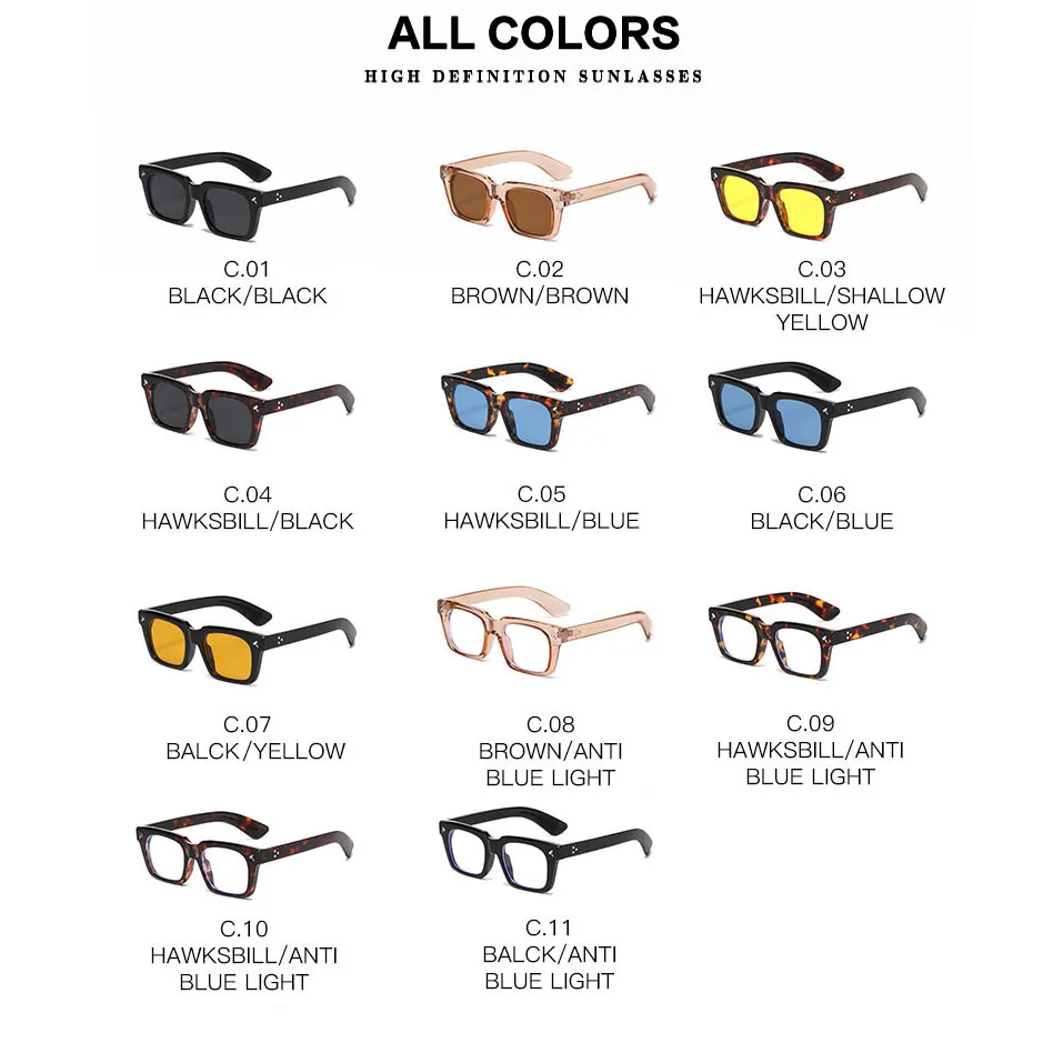Classic Outdoor Driving Rivet Square Sunglasses Women For Men Popular Luxury Brand Designer Vintage Sun Glasses Punk Shade UV400 image 6