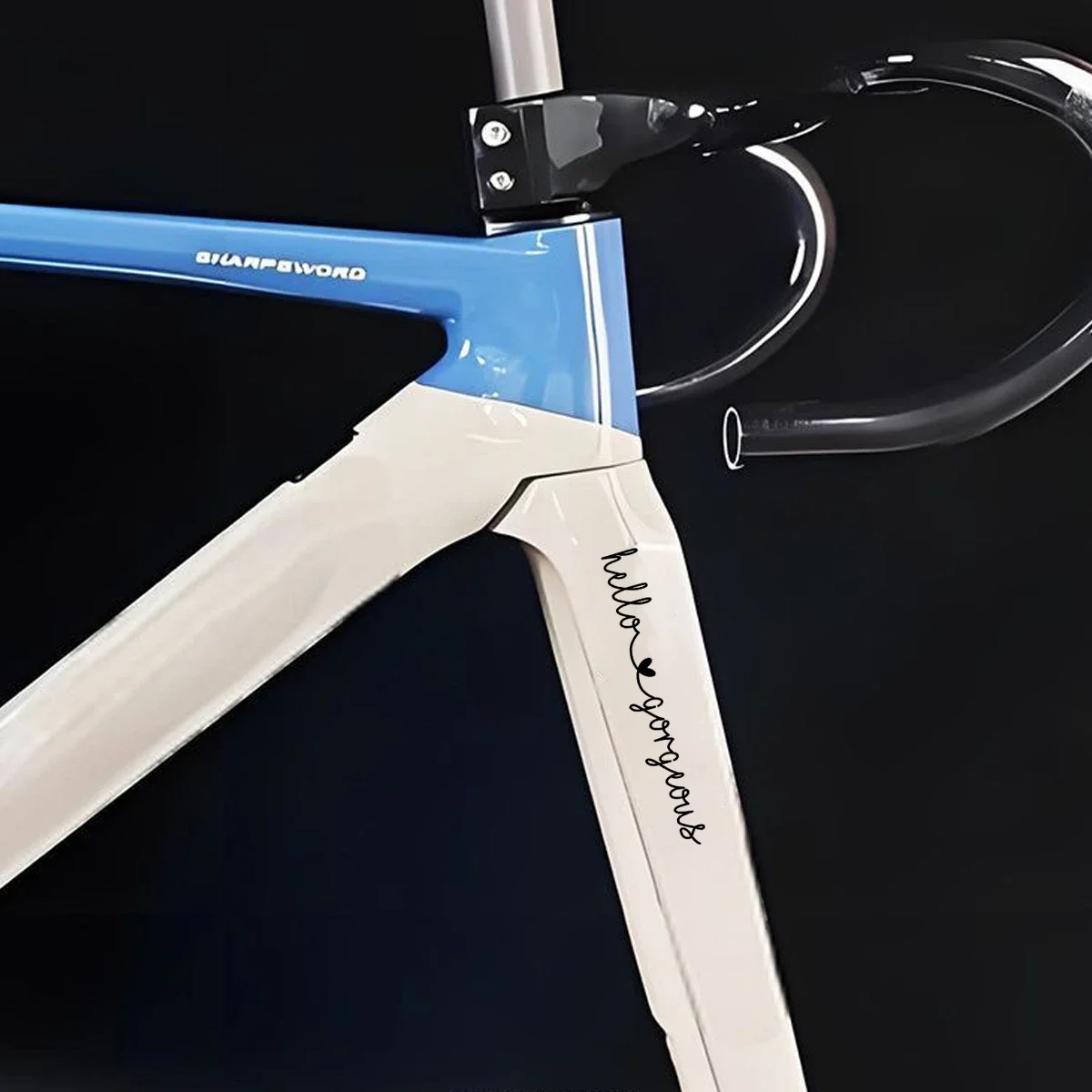 2PCS/SET Black Handwritten "hello gorgeous" & Heart Pattern Sticker for Bike Car Laptop Decor Vinyl Decals