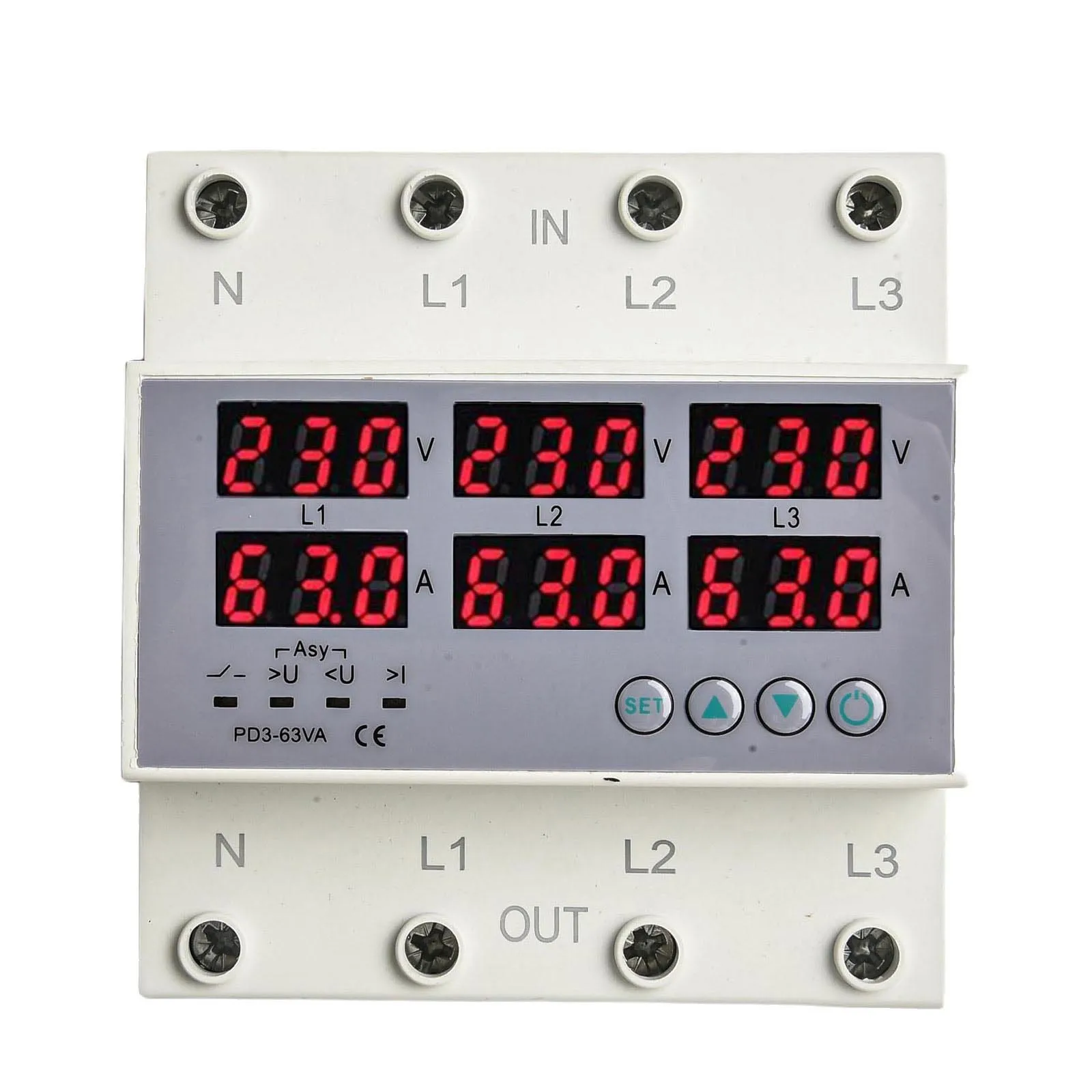 

Easy Installation Digital Voltage Protector Automatic Power-off Protection DIN Rail Voltmeter Ammeter Fire-proof Material