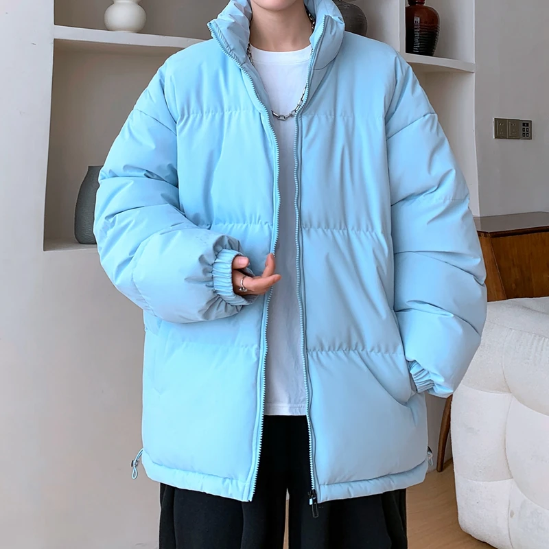 

American-style Dopamine Cotton Jackets for Students Fashionable Warm Coats for Couples in Autumn Winter Men's Casual Down Jacket