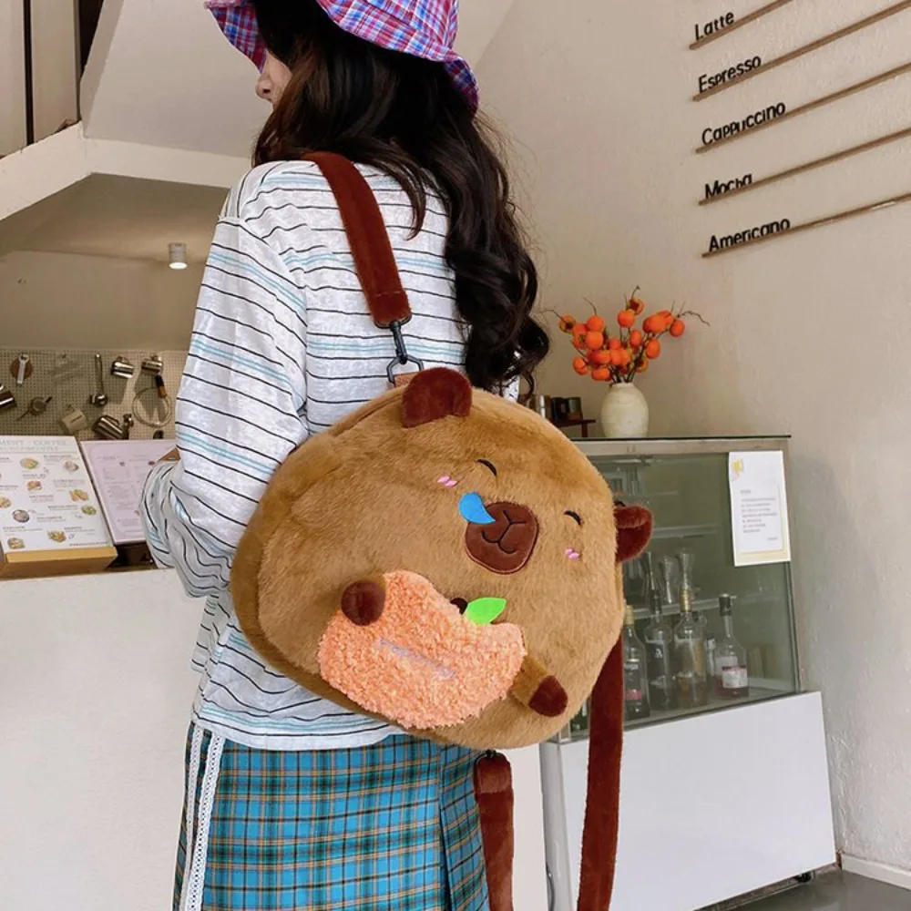 Mochila de capyabrio de peluche para regalo para niños, bolsa de capyabrio de dibujos animados suave, bolsa ligera para muñecos de dibujos animados, regalos