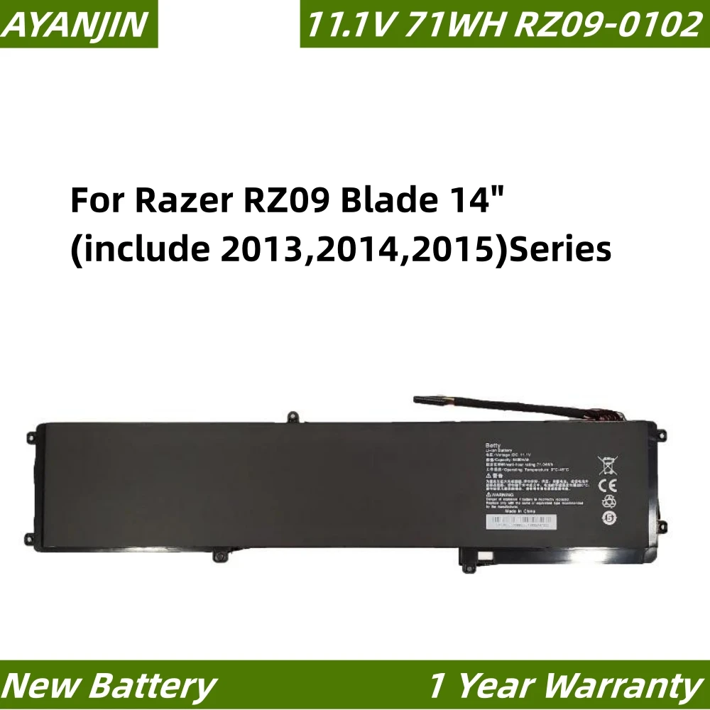 RZ09-0102 11.1V 6400mAh Laptop Battery For Razer Blade 2014 RZ09-0102 RZ09-0116 RZ09-0130 RZ09-01301E20 RZ09-01161E31