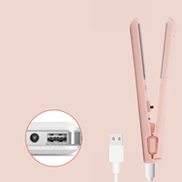 Heating Straightening Iron Mini 2 in 1 Hair Straightener USB Ceramics Heating Straightening Curling Flat Iron