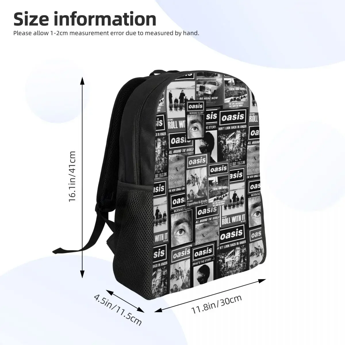 Custom Oasis British Rock Backpack for Women Men Waterproof College School Bag Print Bookbags