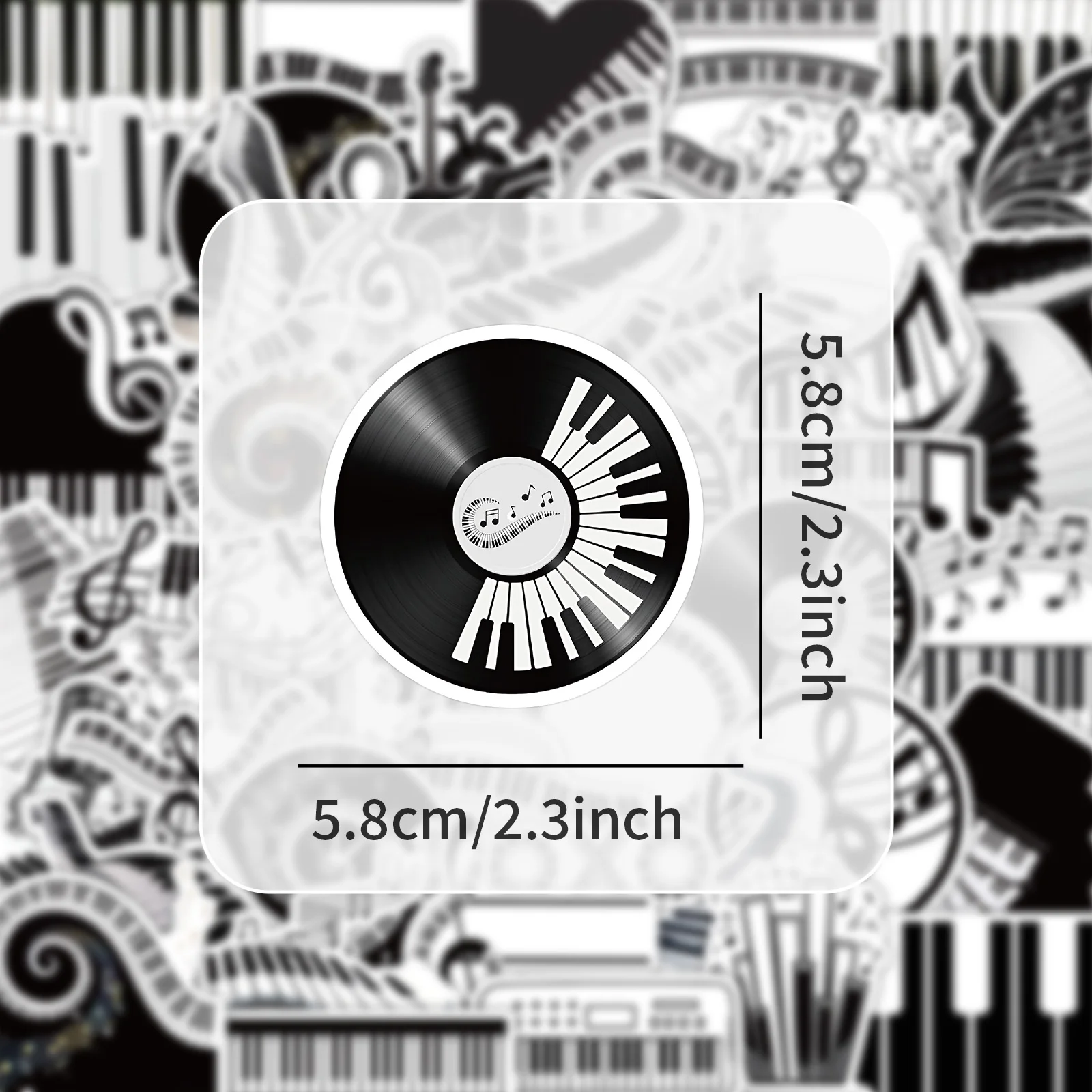 50/100 個音楽要素ステッカー黒と白のピアノキー DIY 防水荷物ノートブックステッカー