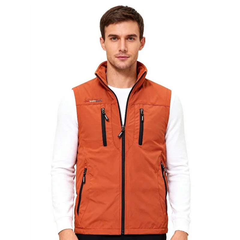 

New Men's Outdoor Sports and Leisure Windproof Warm Vest Comfortable and Breathable with Plush Insulation Fashionable Vest