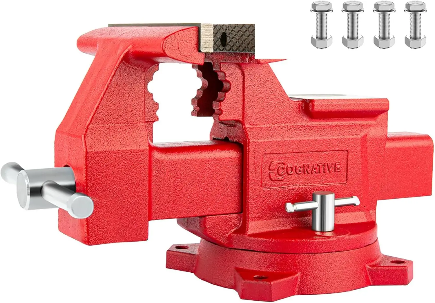 

6.5" Heavy-Duty Ductile Iron Bench Vise 360° Swivel Bench Vise with Anvil Red ‎14.8 x 9.5 x 9.2 inches