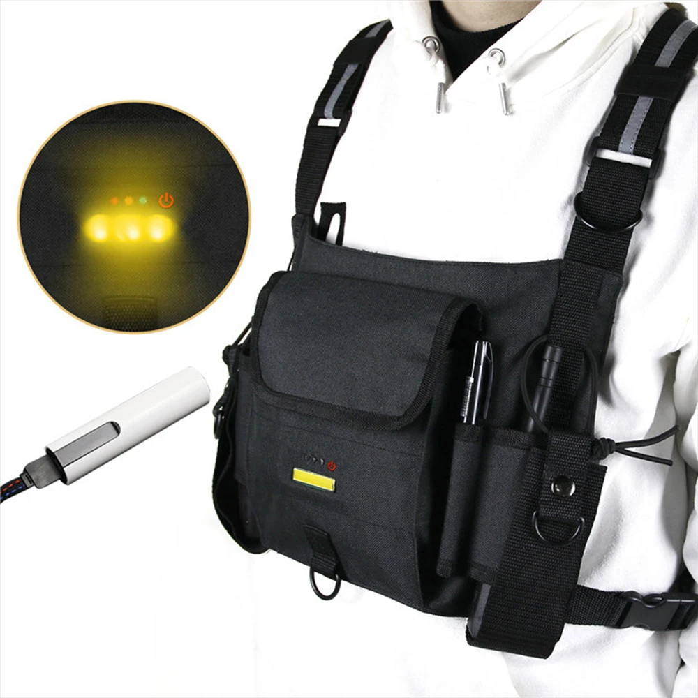 التكتيكية اسلكية تخاطب سترة في الهواء الطلق ليلة وامض تحذير سترة قابل للتعديل متعددة الوظائف حقيبة صدر للرجال CS الصيد التخييم #3