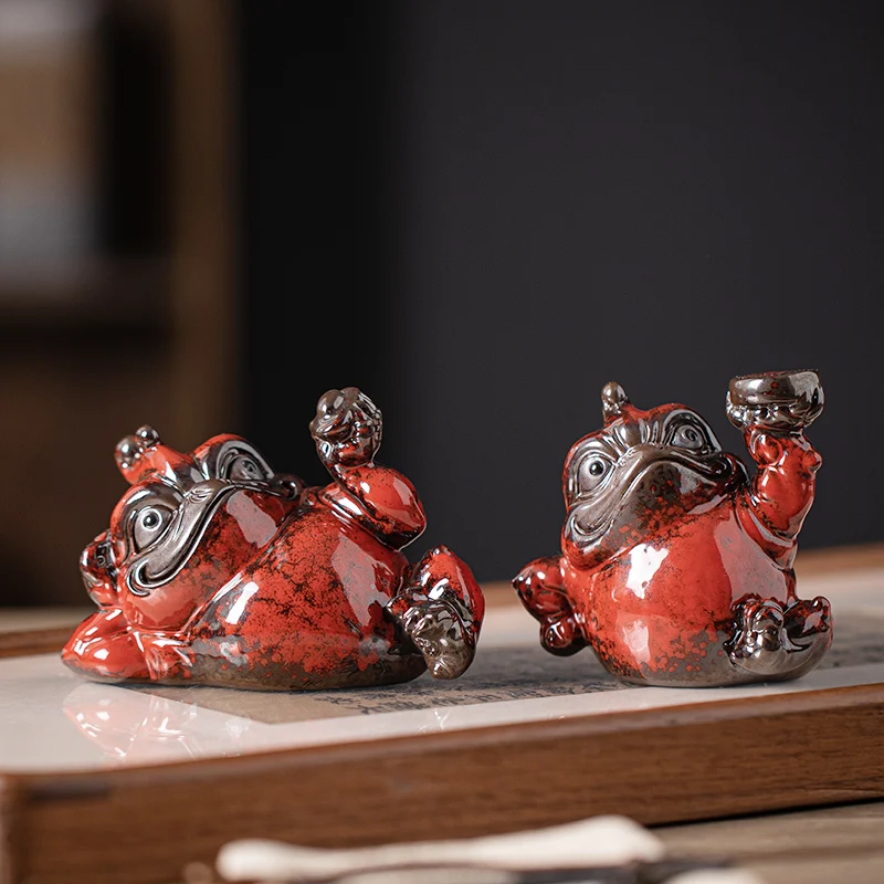 Golden Toad tea pet decoration brother kiln open pieces can raise three-legged toad tea table accessories tea tray