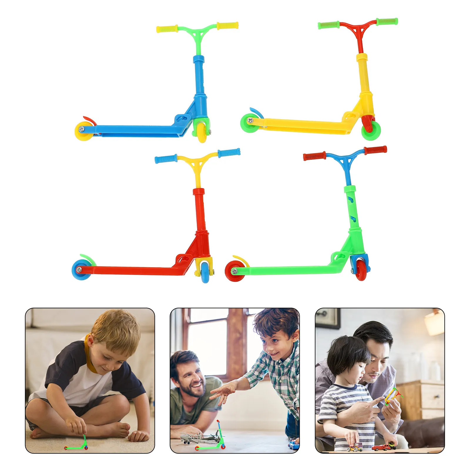 4Pcs Finger Scooters Mini Plastic Scooter Set Lightweight Portable Fingertip Game for Coordination Room Decoration Party