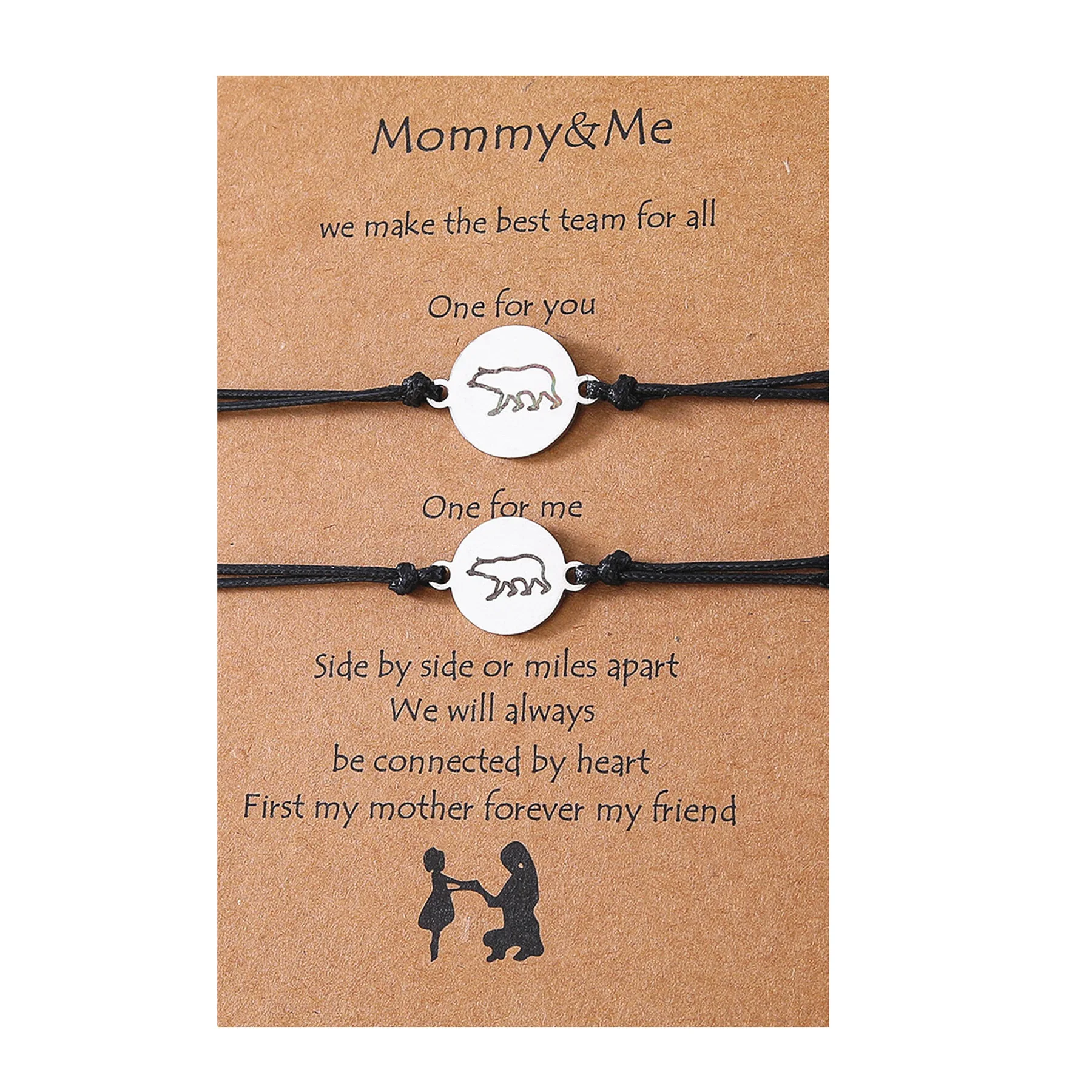 New Mother Daughter Parent Child Card Bracelet Stainless Steel Hip Hop Versatile Handwoven Bracelet Jewelry Gift Hot Sale
