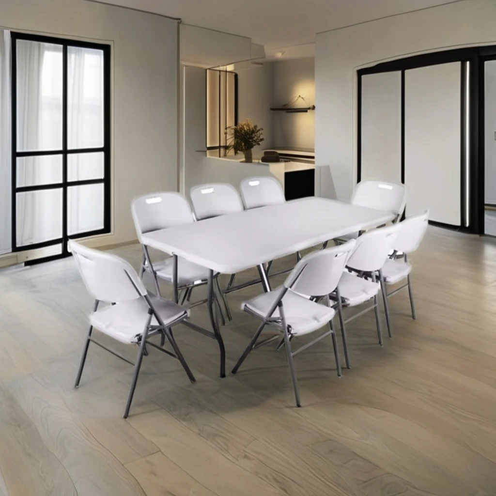 High Quality Sturdy Portable Folding Table Modern Plastic Design for Outdoor Dining Hotel and Gym Use Foldable to Save Space