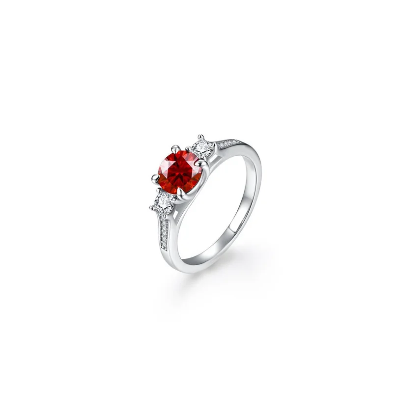 

LR02750 Lefei Fashion Luxury Trendy Classic Moissanite 1CT Red Round Rings For Elegant Women 925 Silver Party Jewelry Charm Gift