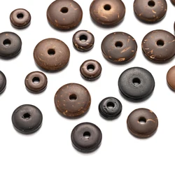 50pcs 6/8/10/12mm Natural Coconut Flat Round Spacer Beads for DIY Handmade Bracelets Necklace Jewelry Making Crafts Accessories