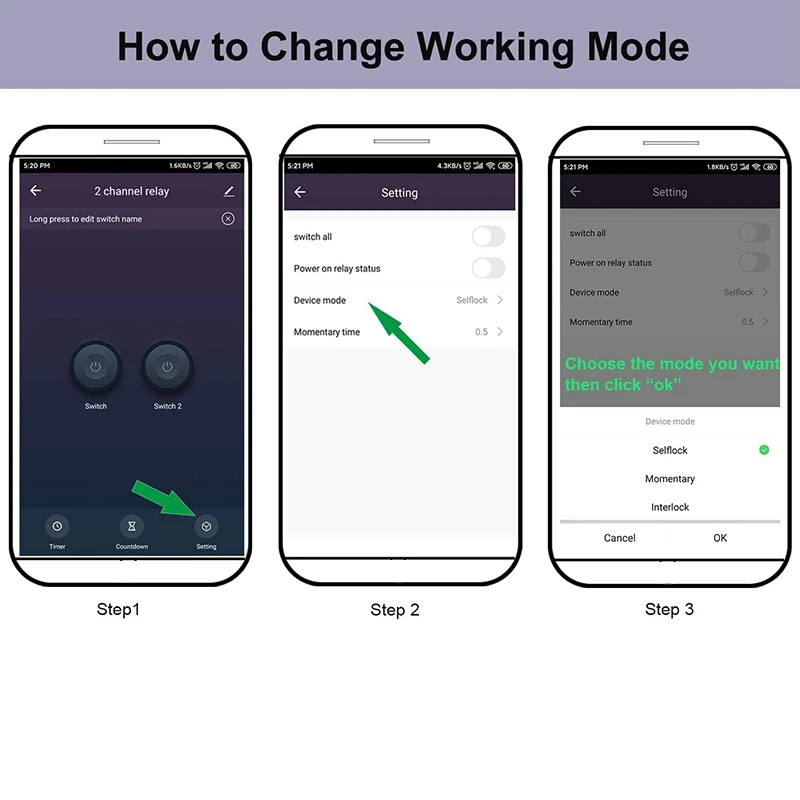 Módulo de interruptor autoblocante de relé de avance lento momentáneo, WiFi de 2 canales, Control por aplicación Smart Life/Tuya