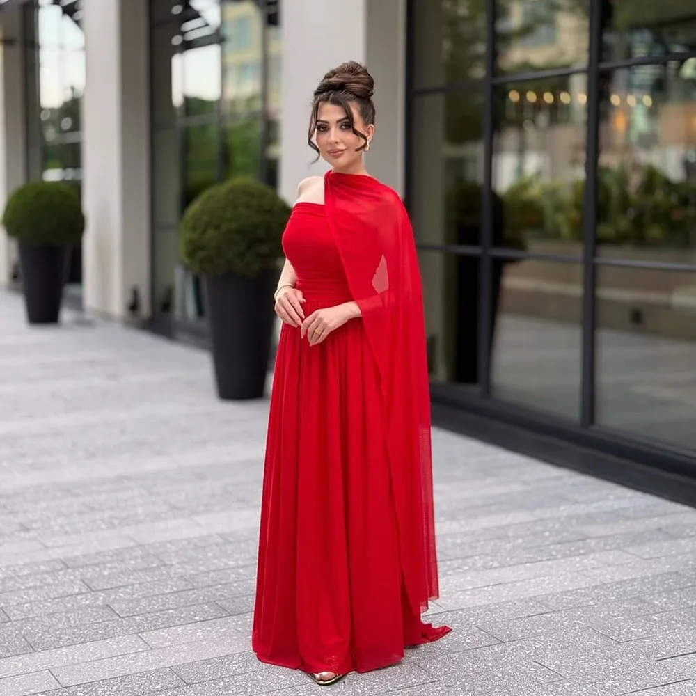 

Msikoods Красное платье для выпускного вечера 2025 Шифоновое праздничное платье с накидкой длиной до пола Вечернее платье для вечеринки Платье для особых случаев по индивидуальному заказу