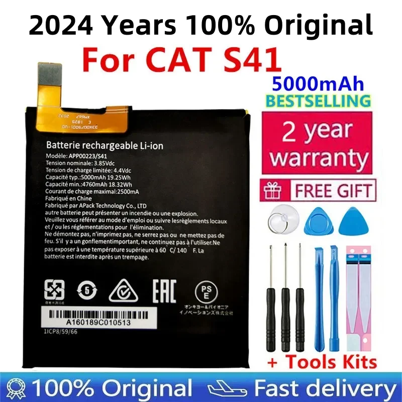 

2024 Years 100% Original Battery For CAT S41 APP00223 Mobile Phone NEW 5000mAh Battery In Stock+ Free Tools