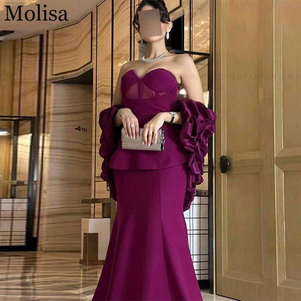 

MOLISA Elegant Formal Occasion Dresses 2025 Customized Mermaid Strapless Pleats Floor-Length Long Party Prom Dress Evening Gowns