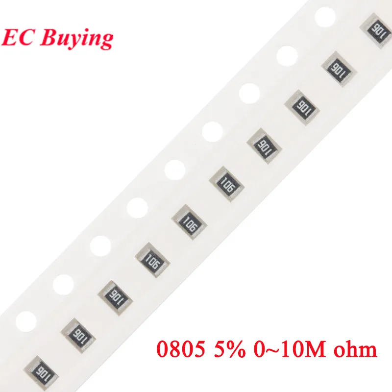 

100 шт. 0805 Резистор SMD 5% 1/8 Вт 0R~20M 0,2 2,4 3,9 4,7 10 30 62 68 120 820 910 1K 1,2K 1,8K 2,1K 6,8K 10K 20K 910K 10M 20M Ом