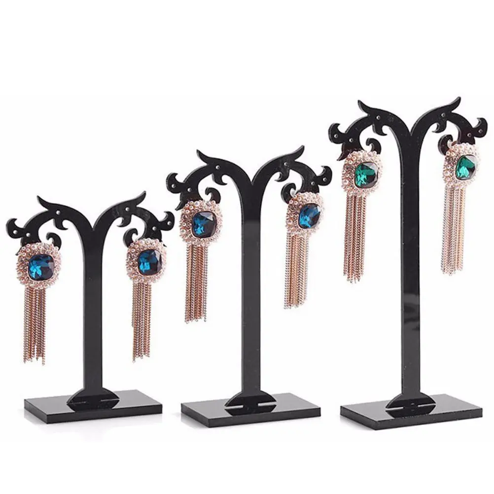 

3Pcs Jewelry Display Stand Black Acrylic T Shape Earrings Holder Organizer Rack for Earrings Bracelets Keys Jewelry Organizer