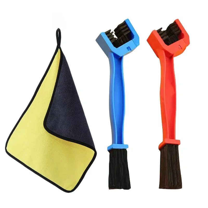 Promotion Package 3PCS Bicycle Motorcycle Portable Chain Brush Towel Cleaning and Maintenance Kit