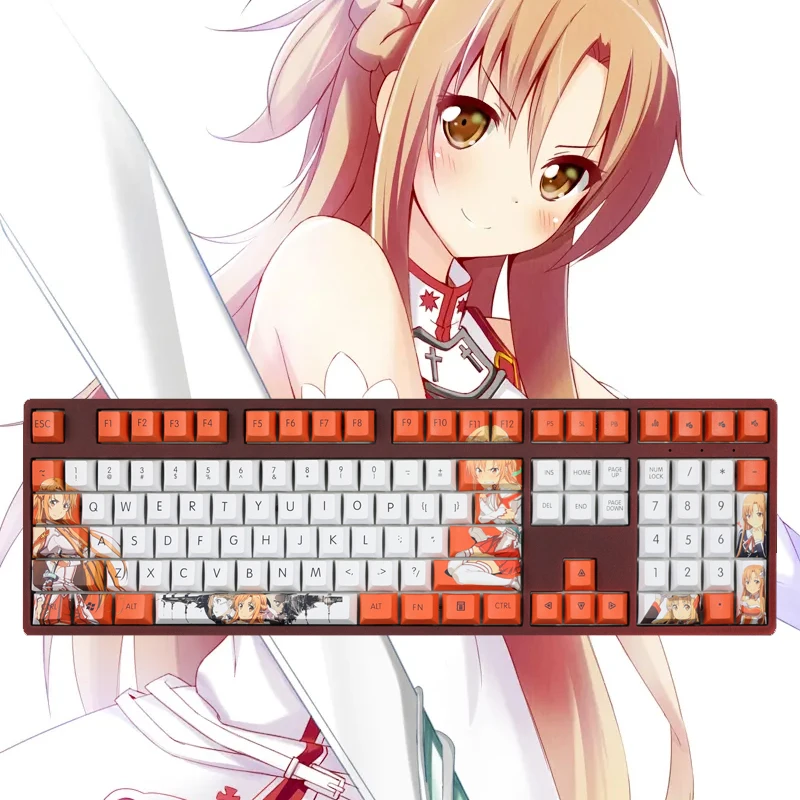 

Sword Art Online Anime Keycaps Mechanical Keyboard Accessory Cover Cherry Height Five-Sided Sublimation Yuuki Asuna