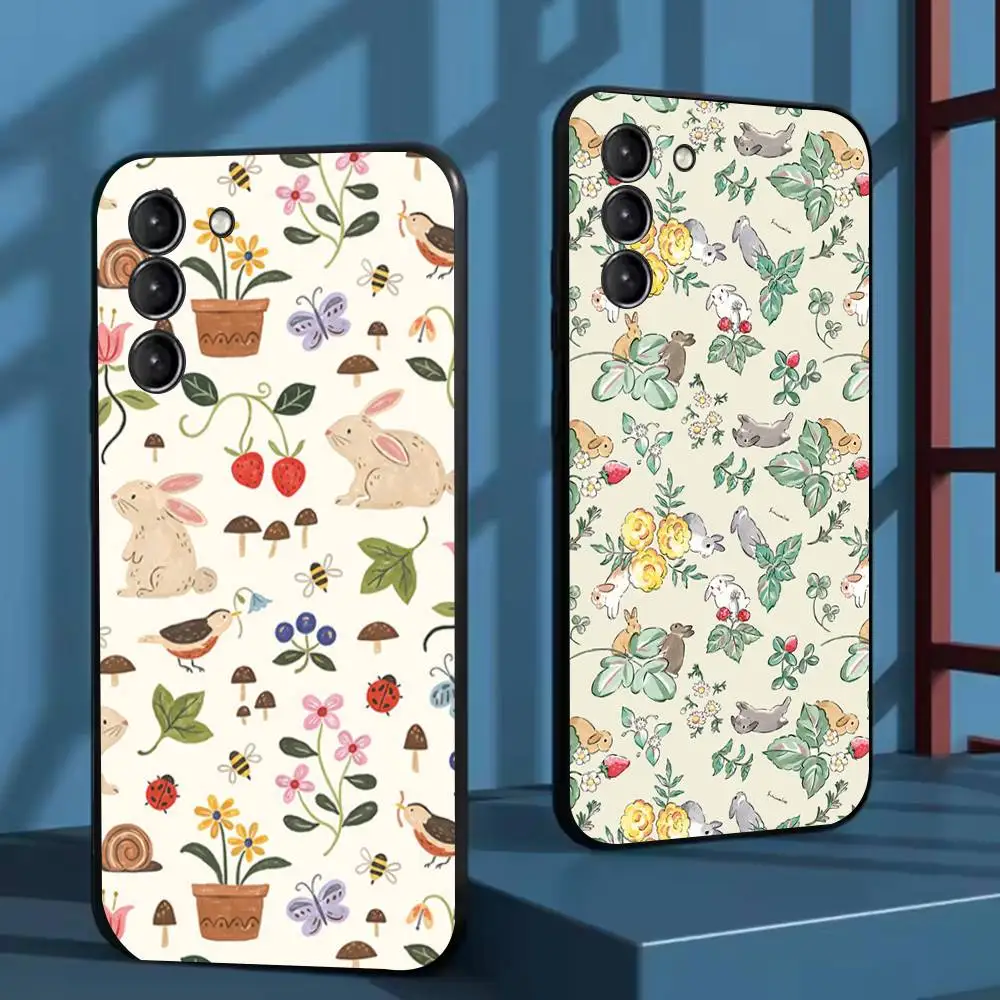 

Cute Cartoon Rabbit Phone Case For Samsung Galaxy A73,91,80,72,51,53,52,71,22,5G,Note,J7,8,9 Soft Black Cover