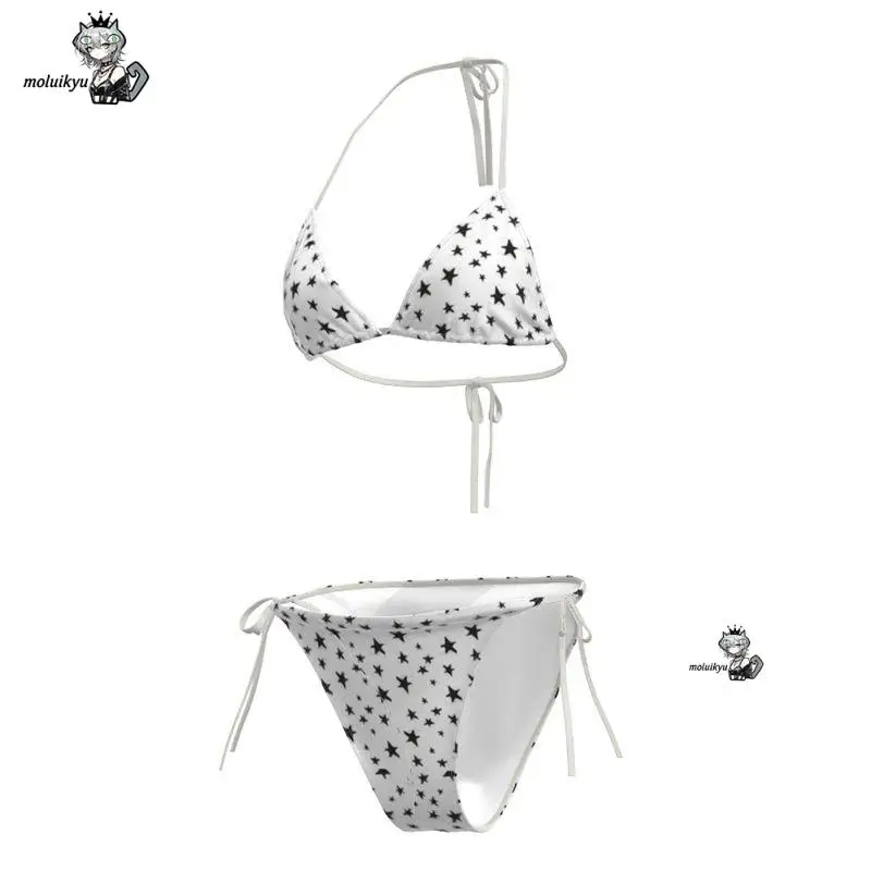 Cici Swimsuit Instagram Blogger Light White Star Bikini Two-Piece Set Internet Famous Style Small Fresh Vacation Super Model