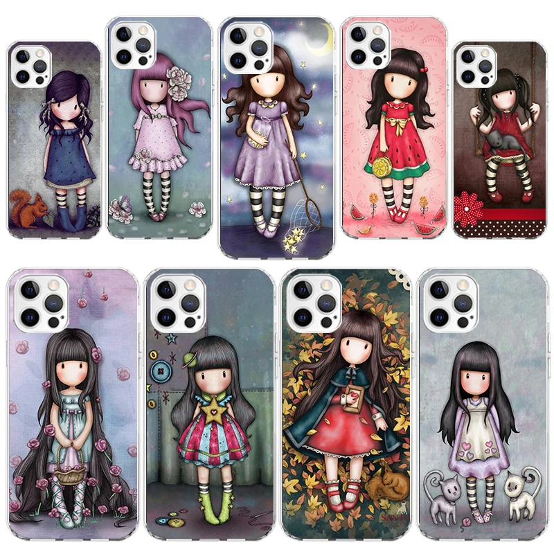 S-Santoro G-Gorjuss Cute Girls Phone Case for iPhone 11 12 13 14 15 16 Pro Max 7 Plus 8 + X XR XS 16E SE Apple Soft Fundas Cover