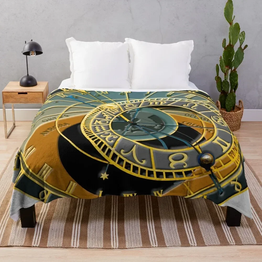 

Prague Astronomical Clock 3D Throw Blanket Bed Softest For Sofa Thin Blankets