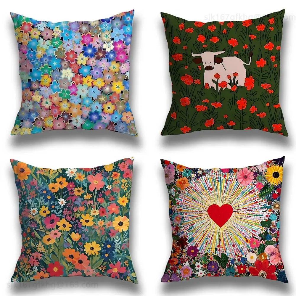 

MultiColour Flower Pillow Case Sofa Living Room Bedroom Headboard Backrest Cushion Square Cushion Nap Time