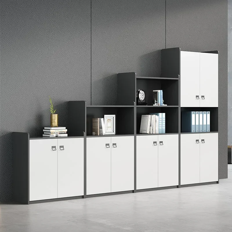 high and low office bookcase, cabinet with lock plate storage