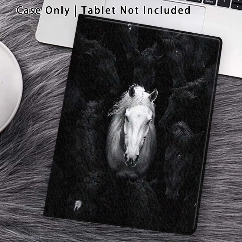 

Black White Horse Art For Lenovo Xiaoxin Pad Pro Tab M10 K10 Plus 3rd Y700 Gen 11 11.2 11.5 12.7 8.8 Inch Tablet Case