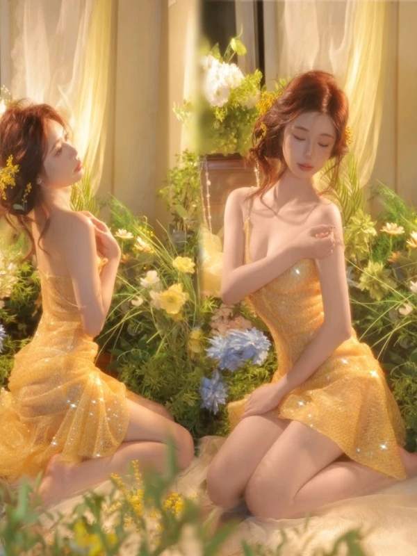 

Блестящее платье с пайетками на бретельках, новый стиль, для фотосессий на день рождения, создания атмосферы, художественной портретной и личной фотографии