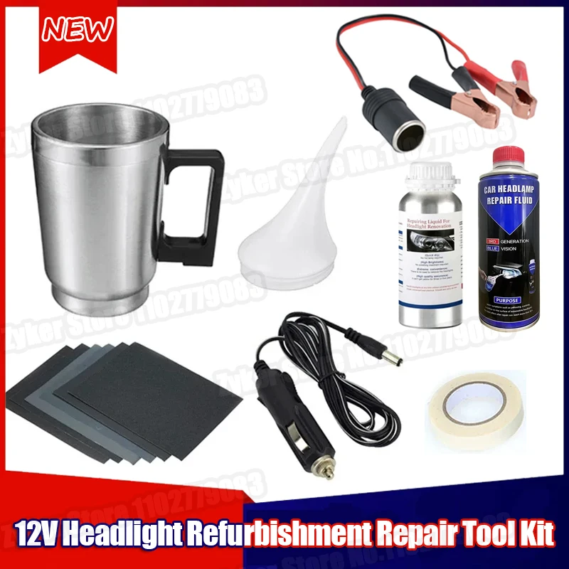 

Car Headlight Polish Restoration Kit 12V Automotive Headlight Care Tool Car Headlight Restoration Liquid Headlight Restoration