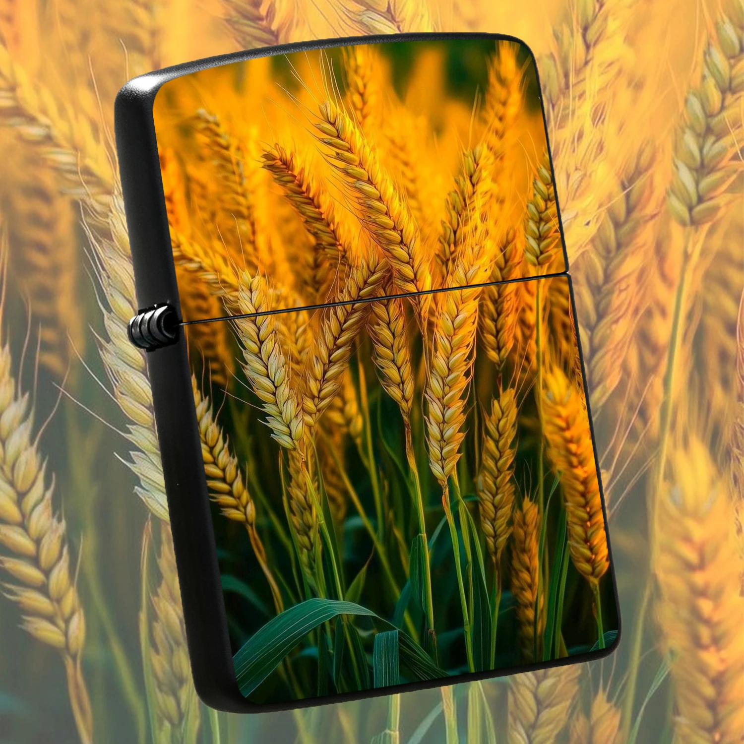 Vibrant Golden Wheat Ear Pattern Portable Lighter, Suitable For Outdoor Trips, Daily Home, Office, Business Trips And All Scenarios, Exquisite Durable Practical Creative Gift For Friends, Family And Colleagues, Delicate Texture Nice Portabl