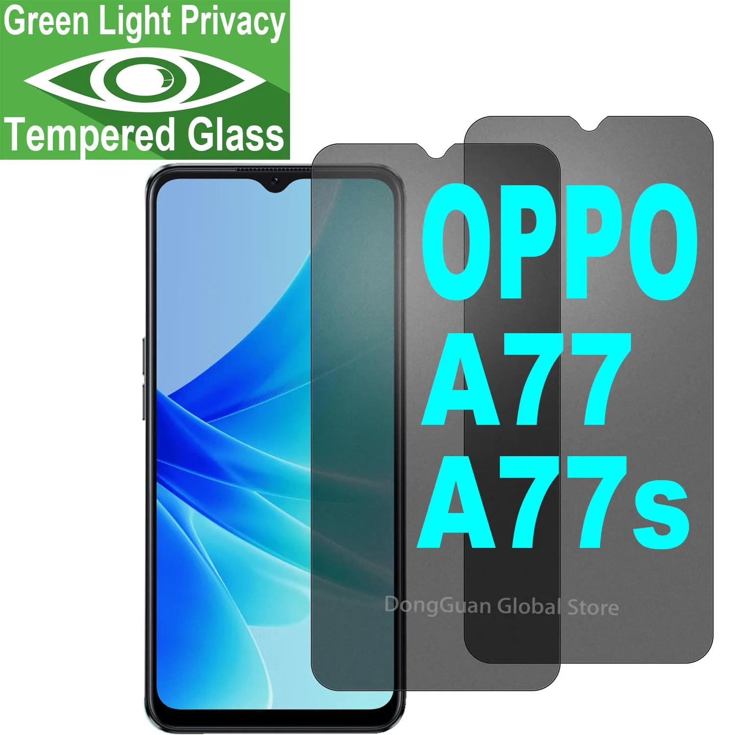 

For OPPO A77 A77s 5G Tempered Glass Green Light Privacy Anti Spy Eye Protective Screen Protector Glass