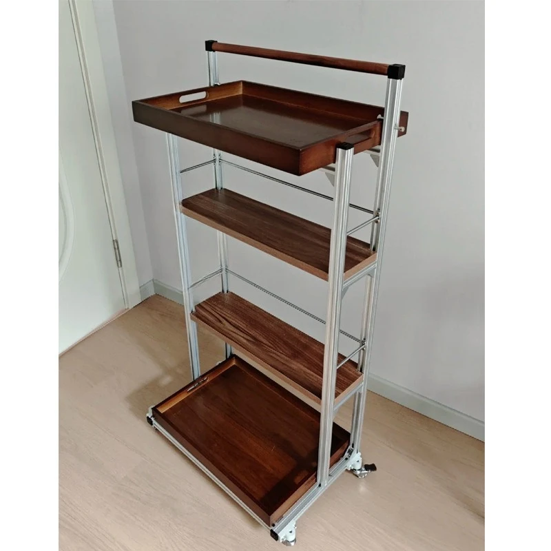 Restaurant aluminum profile movable dining car, commercial storage rack
