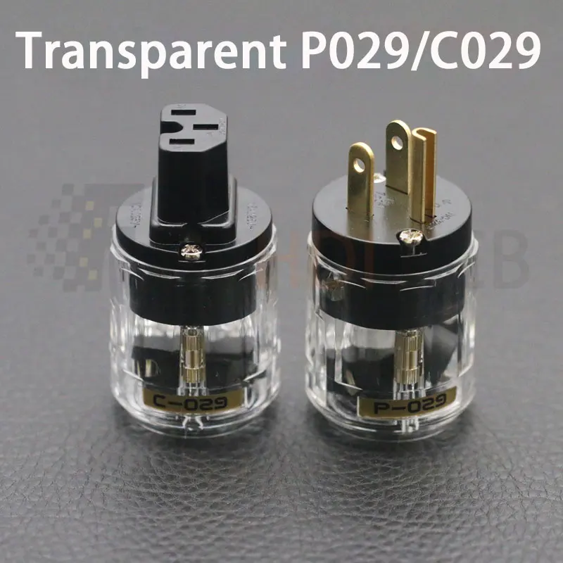 New P029 C029 Clear White US Plug IEC Socket, High Quality Oxygen-Free Copper Hi-Fi Power Connector for DIY Audio System