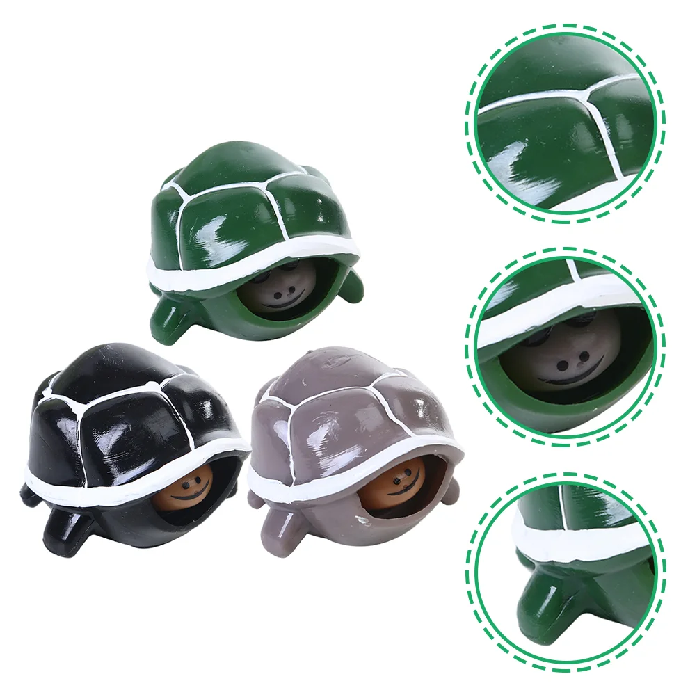 3 Pcs Gift Squeeze Turtle Child Toys Sensory Animal 6x5cm Plastic Head Popping Prizes for Kids