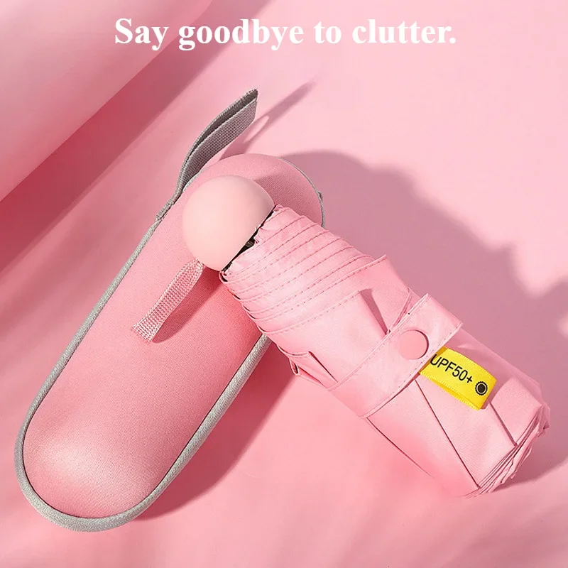 

1 шт. мини-виниловый портативный ручной пятислойный складной зонт складной солнцезащитный крем солнцезащитный козырек на молнии коробка зонтик от солнца мини-зонтик