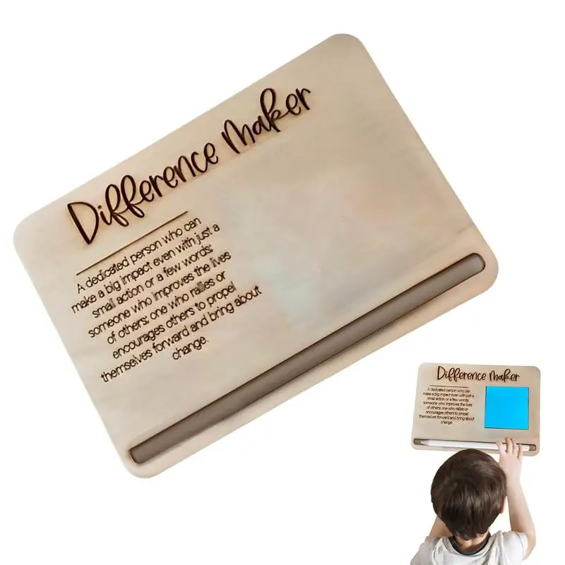 Difference Maker Note Holder Wooden Notepad & Pen Holder Wooden Notepad & Pen Holder Sticky Note Pad Dispenser For Home School