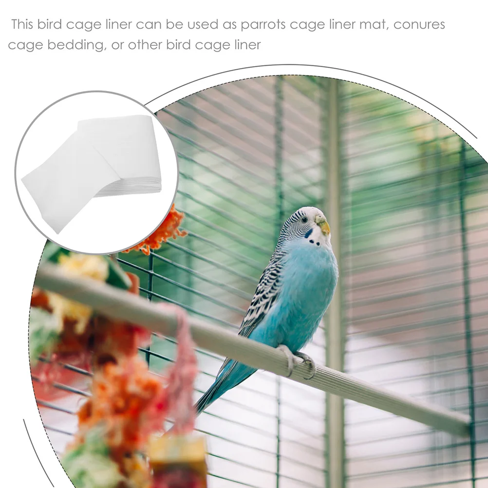 

300 Pcs Waterproof Sheets Bird Cage Mats Parrot Cushion White Fabric Liner Disposable Absorbent Non Woven Pet Supplies