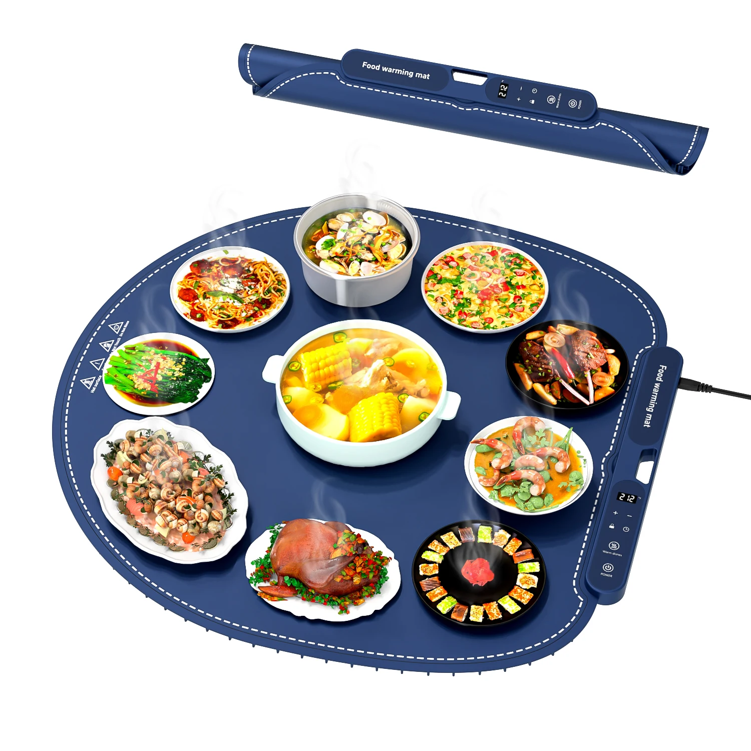 

Round Shape Large Size Foldable Pad Plate Tray Lightweight and Ideal Heating for Warming Mat or Defrosting 10 Dishes Food Warmer