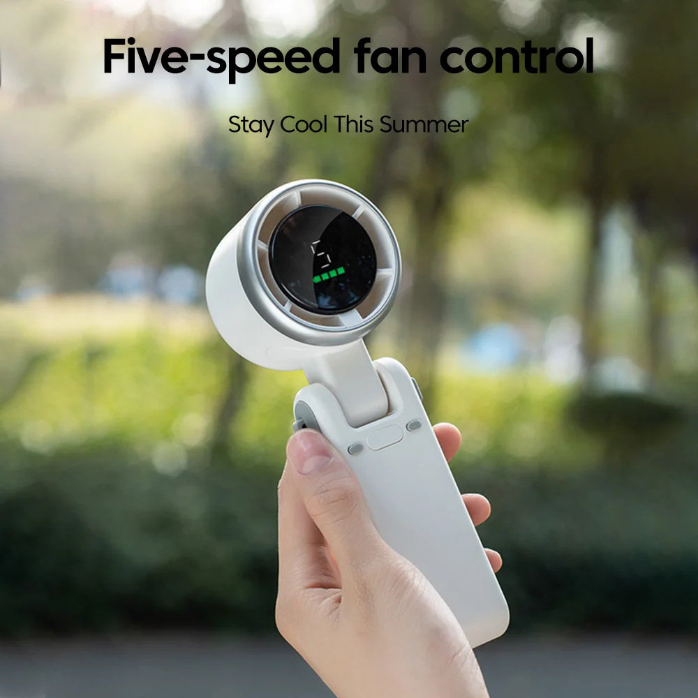 Mini Portable Handheld Electric Fan 5-speed Adjustable 3600mAh Rechargeable Battery For Travel Camping USB Charging Foldable Fan image 4