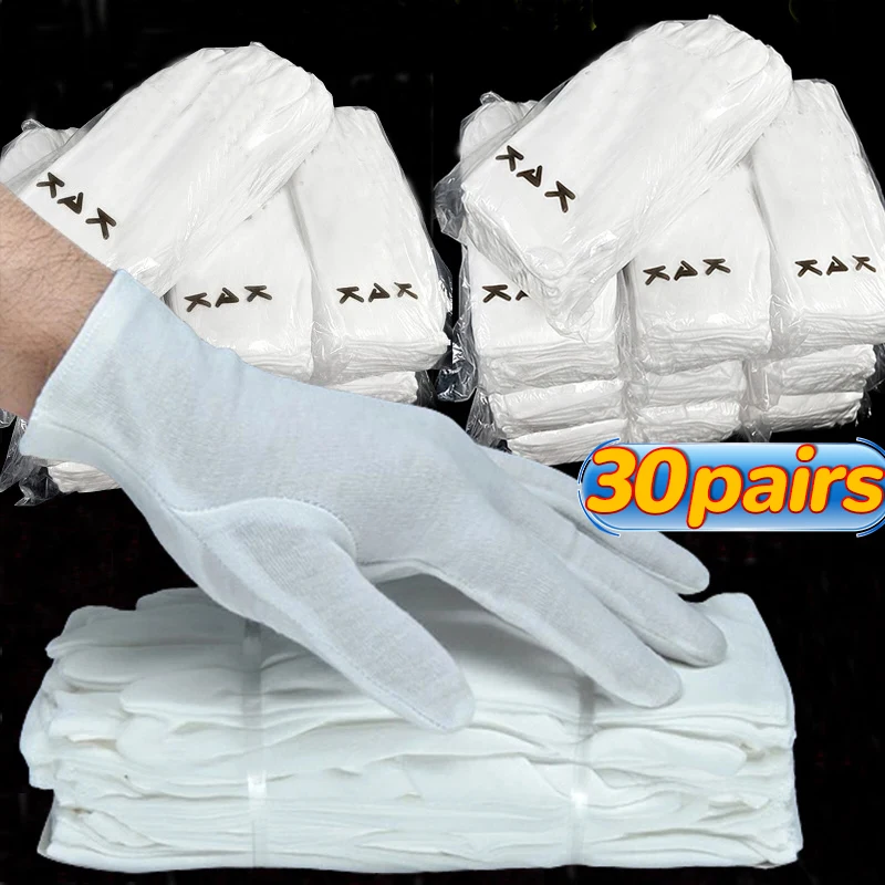 White Cotton Work Gloves Dry Hands Handling Film SPA Gloves Ceremonial High Stretch Gloves Household Working Tools Wholesale