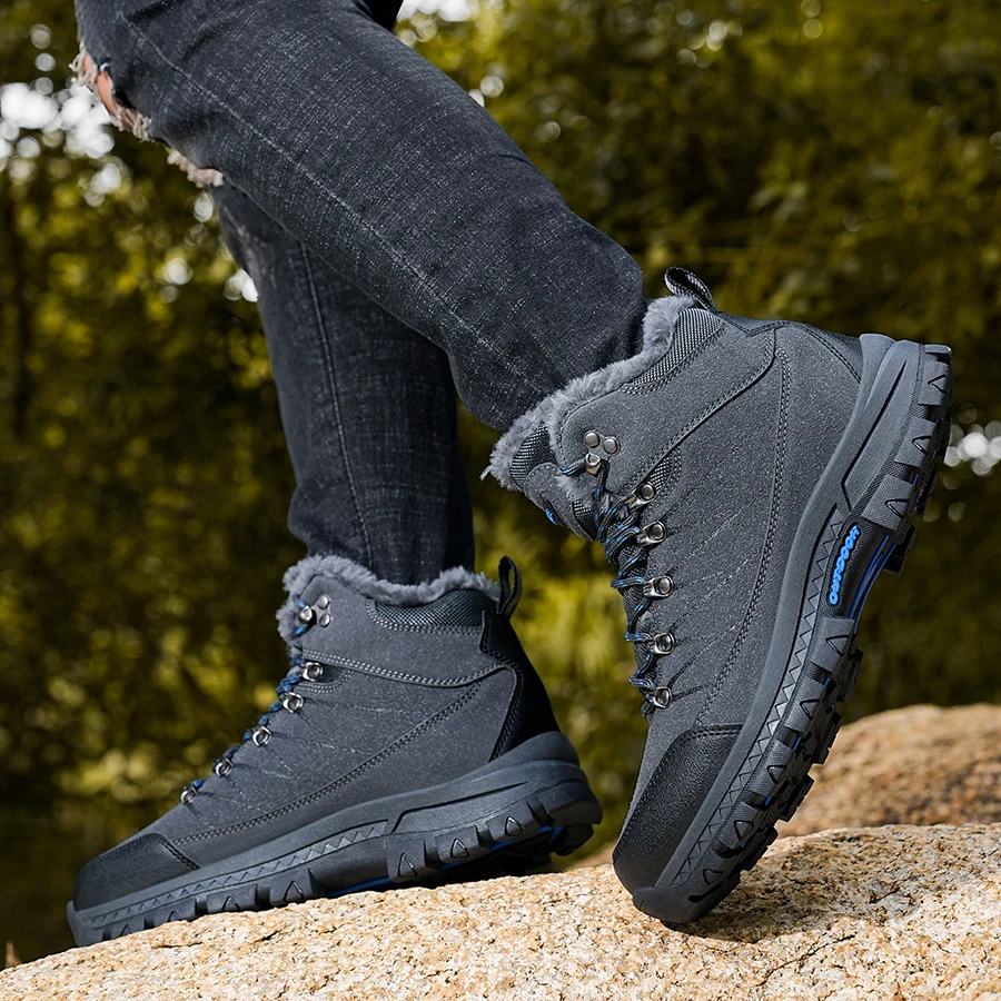 Herren-Schneestiefel, Winterschuhe, Schnürschuhe, warmhaltend, rutschfest, zum Gehen, Klettern, Wandern, Plateausohle, Outdoor-Herren-Knöchelstiefel. – Detail 16