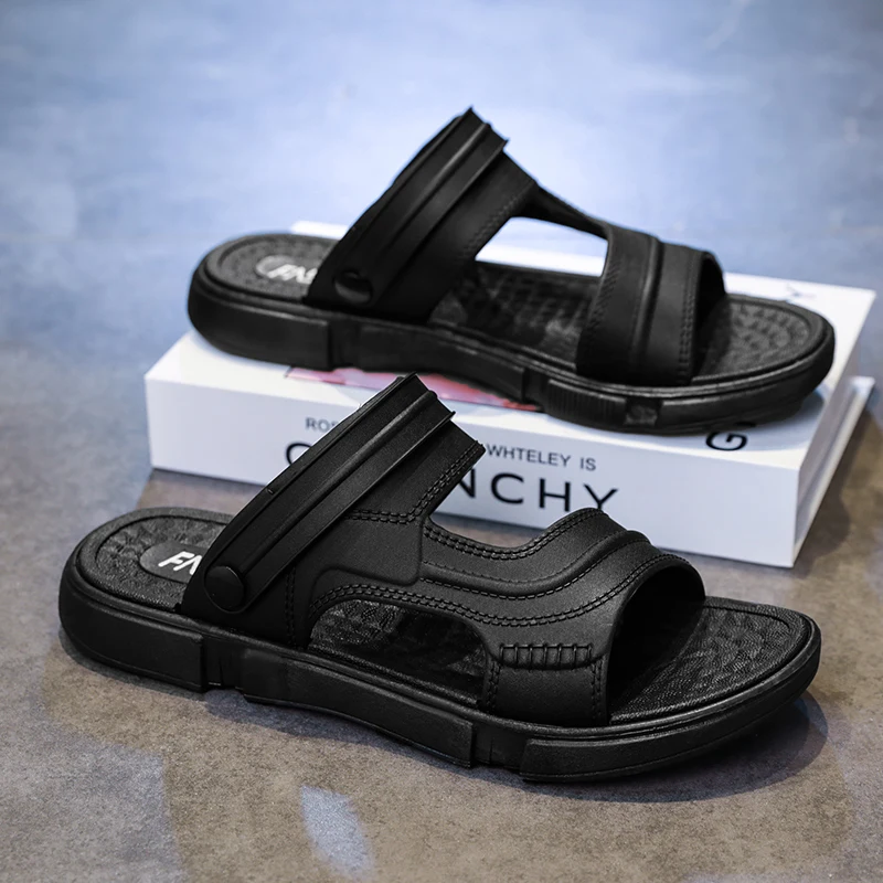 

Мужские спортивные сандалии-шлепанцы 2-в-1 для пляжа, с мягкой подошвой, открытый носок, обувь для воды на лето